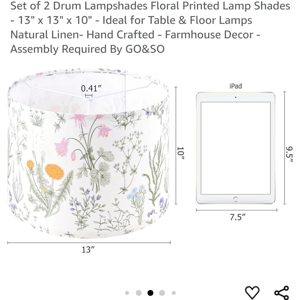 Farmhouse lamp shade drums new 13×13×10 new nature dandelion and flowers - Picture 6 of 7